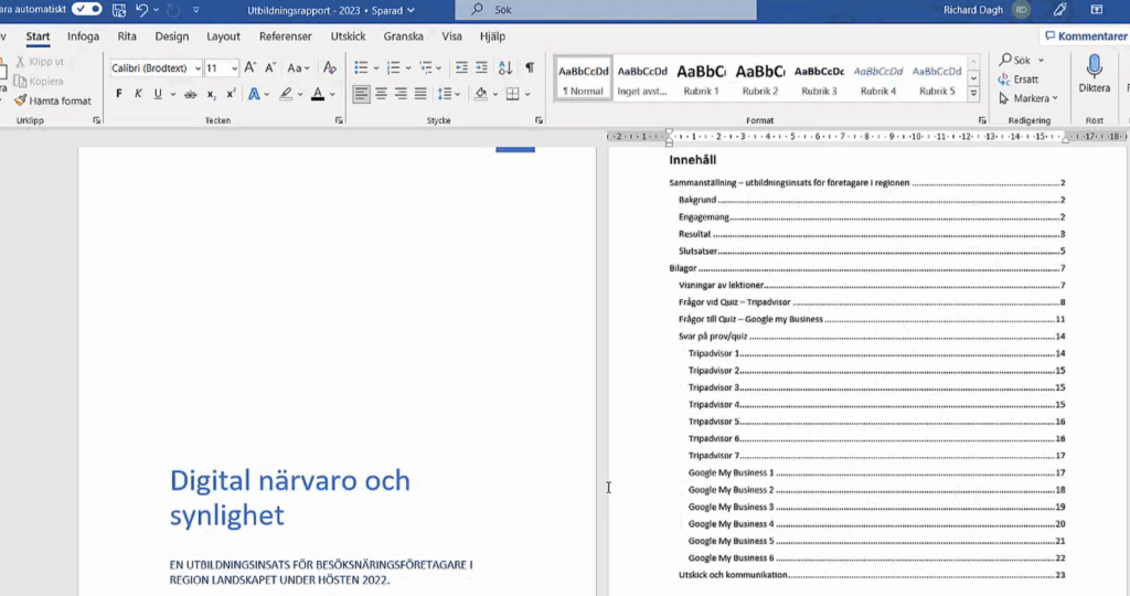 word-rapportskrivning