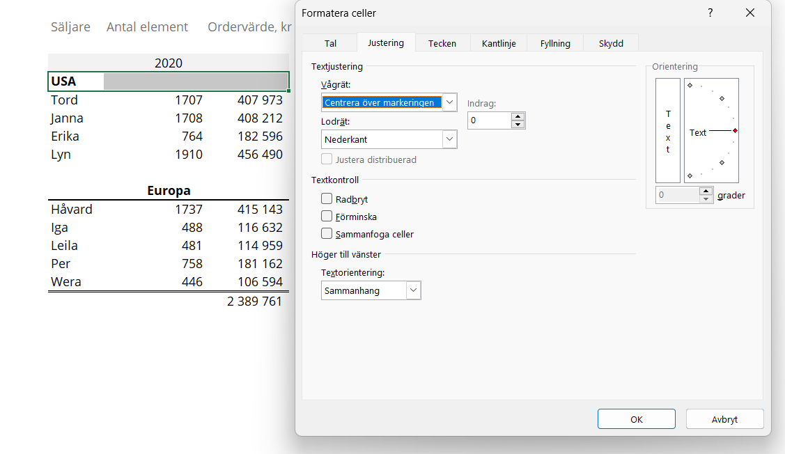 excel-centrera-over-markering-2